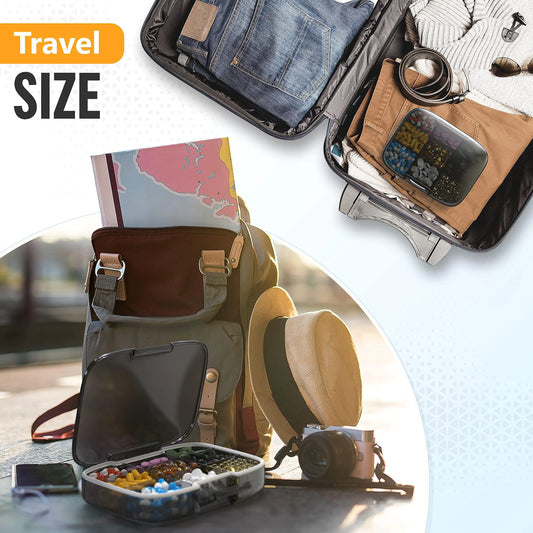 Extra Large Pill Organizer Medicine Case Black Pill Box Adjustable Compartment